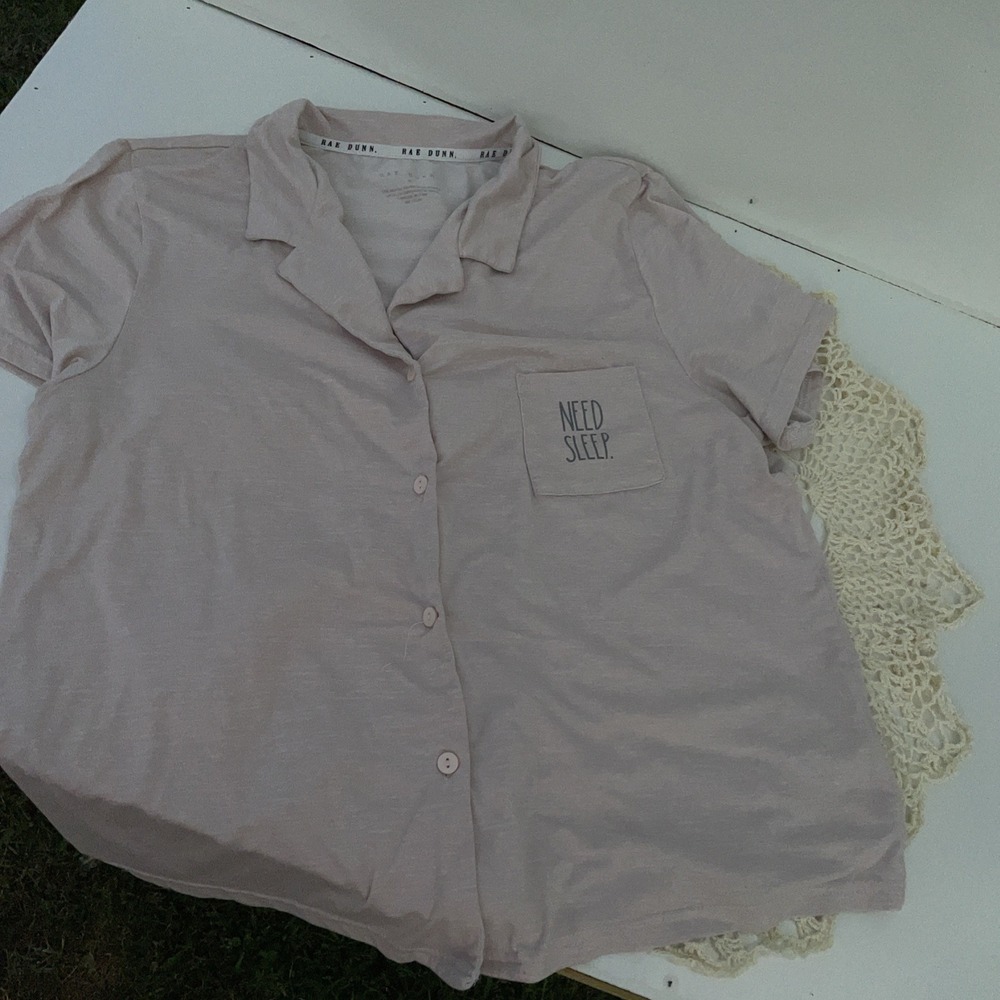 Rae Dunn Pajama Set Sz XL HEATHER PINK Short Sleeve Top Shorts Sleep Lounge - Picture 4 of 9